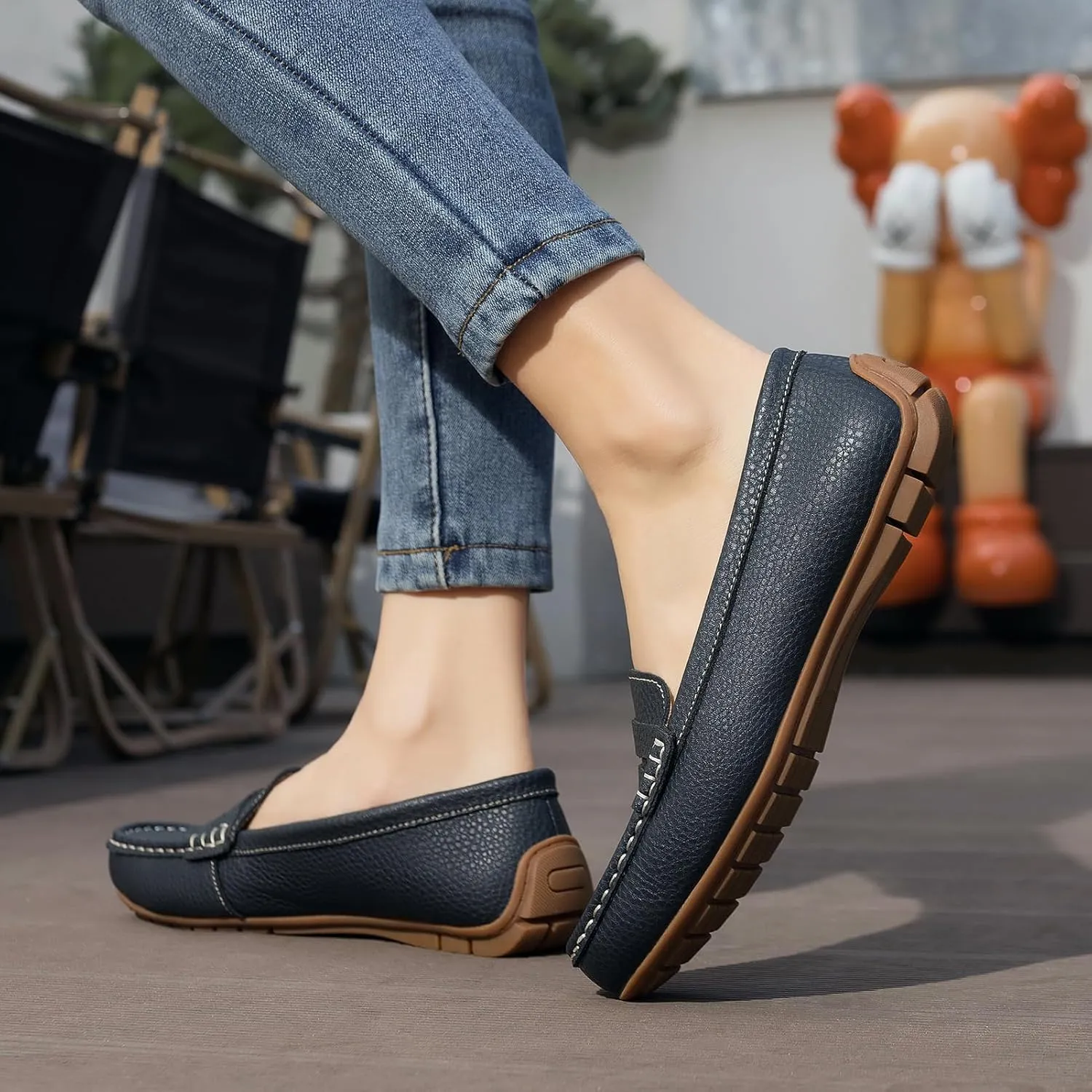 Women's Comfortable & Lightweight Leather Penny Loafers Slip-Ons Cute Business Casual Dress Shoes Work Office Flats Everyday Walking Shoes Driving Mocs for Women