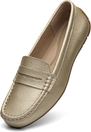 Women's Comfortable & Lightweight Leather Penny Loafers Slip-Ons Cute Business Casual Dress Shoes Work Office Flats Everyday Walking Shoes Driving Mocs for Women