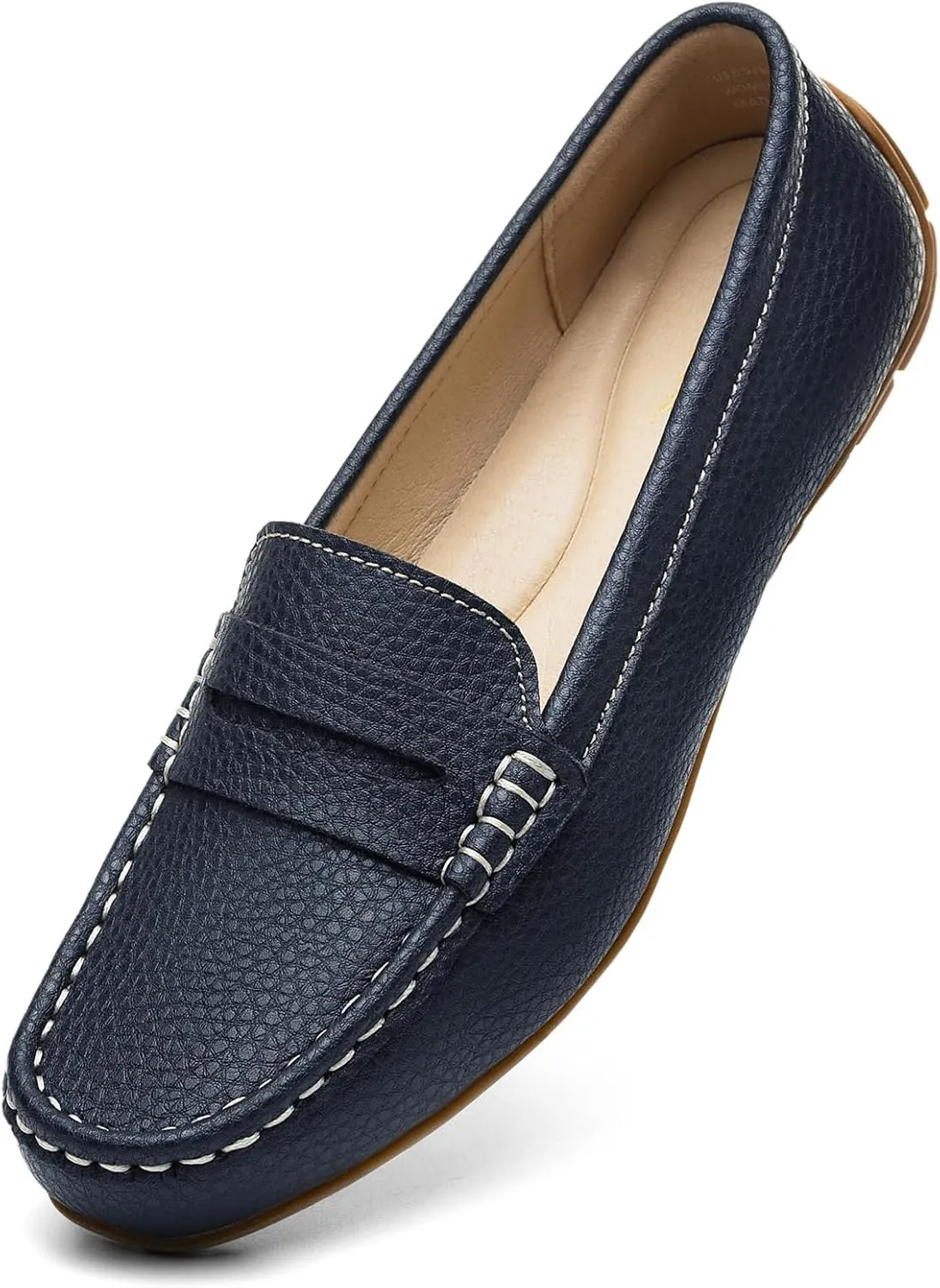 Women's Comfortable & Lightweight Leather Penny Loafers Slip-Ons Cute Business Casual Dress Shoes Work Office Flats Everyday Walking Shoes Driving Mocs for Women