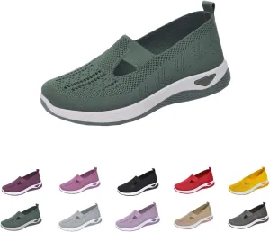 Women's Comfortable Breathable Knitted Sneakers,Women's Woven Orthopedic Breathable Soft Shoes,Hands Free Slip in Sneakers Arch Support