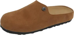 Women's Comfortable Suede Clogs Leather Mules Cork Footbed Sandals Potato Shoes with Arch Support