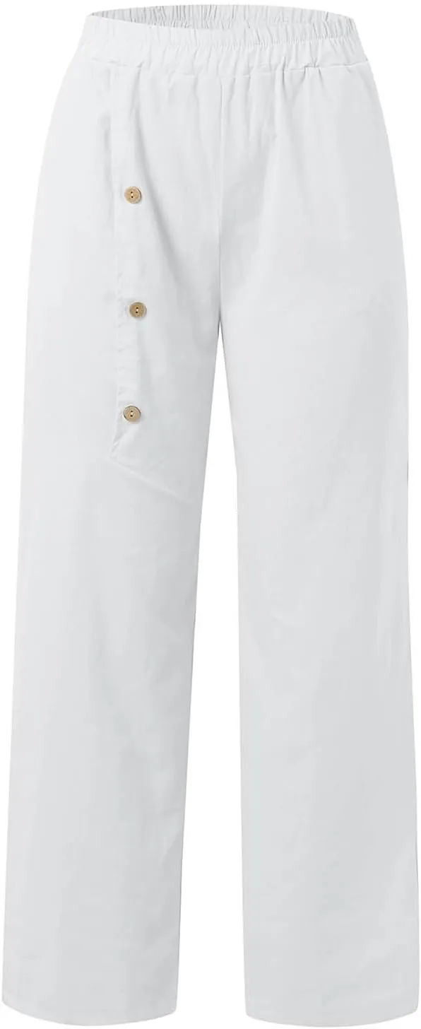 Womens Cotton Linen Lounge Sets 2025 Dressy Matching Summer 2 Piece Loungewear Set Wide Leg Pants Tracksuits