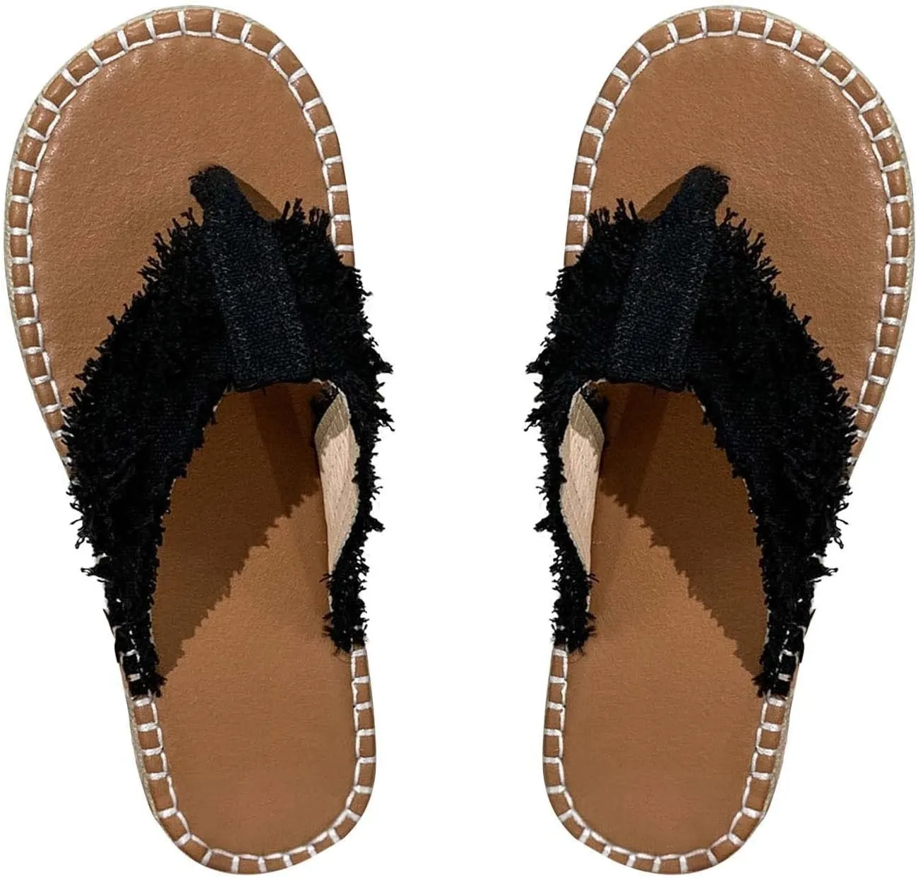 Womens Denim Slippers Plus Size Fashion Platform Straw Sandals Fisherman Beach Style Flip Flops Slip on Sandals