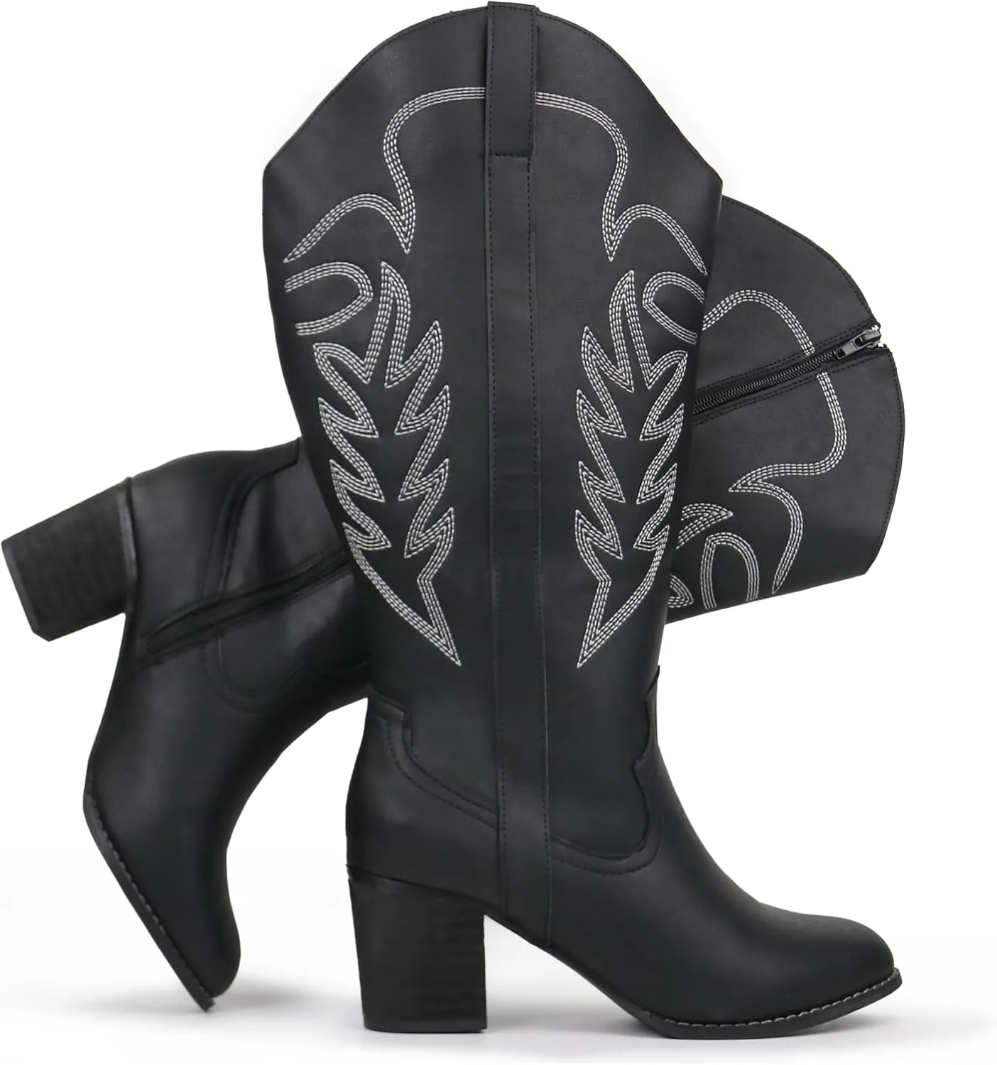Women's Extra Wide Calf Cowboy Boots Embroidered Western Cowgirl Knee High Boots