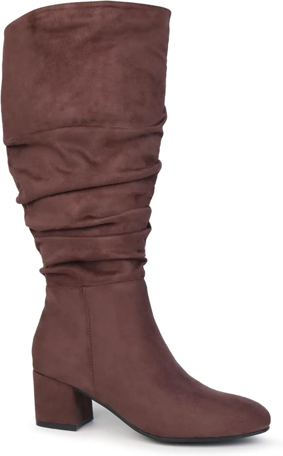 Women's Extra Wide Calf Dress Boots Slouchy Suede Boots with Block Heel