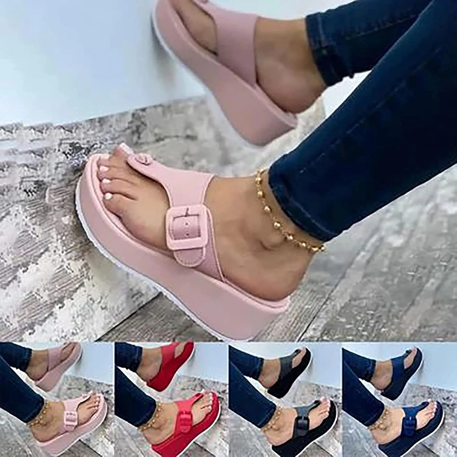 Womens Fashion Flip Flops Ladies Comfort Orthotic Arch Support Thong Sandals Faux Leather Open Toe Mule Loafer Moccasins Summer Beach Shoes,Pink,US11/EU42