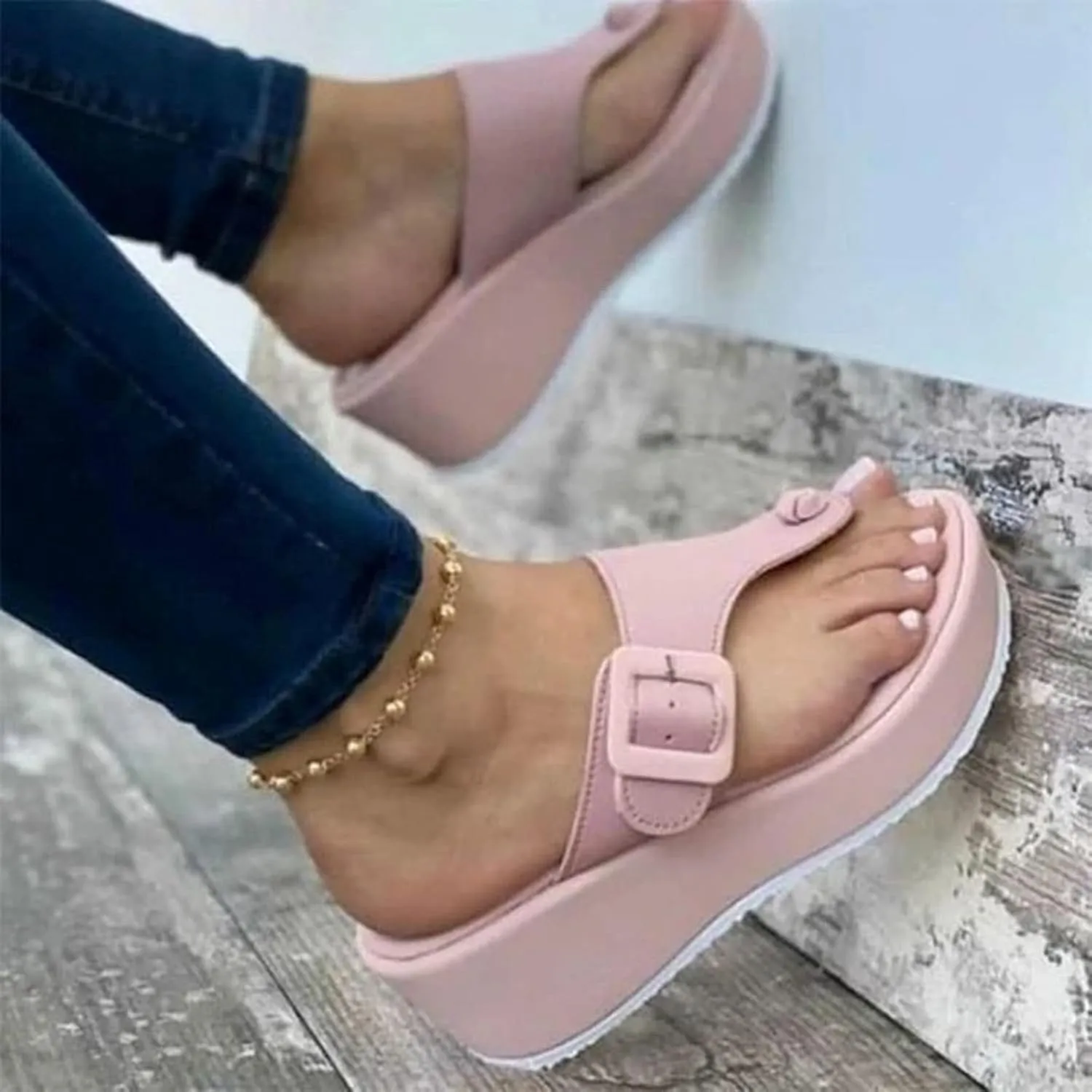 Womens Fashion Flip Flops Ladies Comfort Orthotic Arch Support Thong Sandals Faux Leather Open Toe Mule Loafer Moccasins Summer Beach Shoes,Pink,US11/EU42