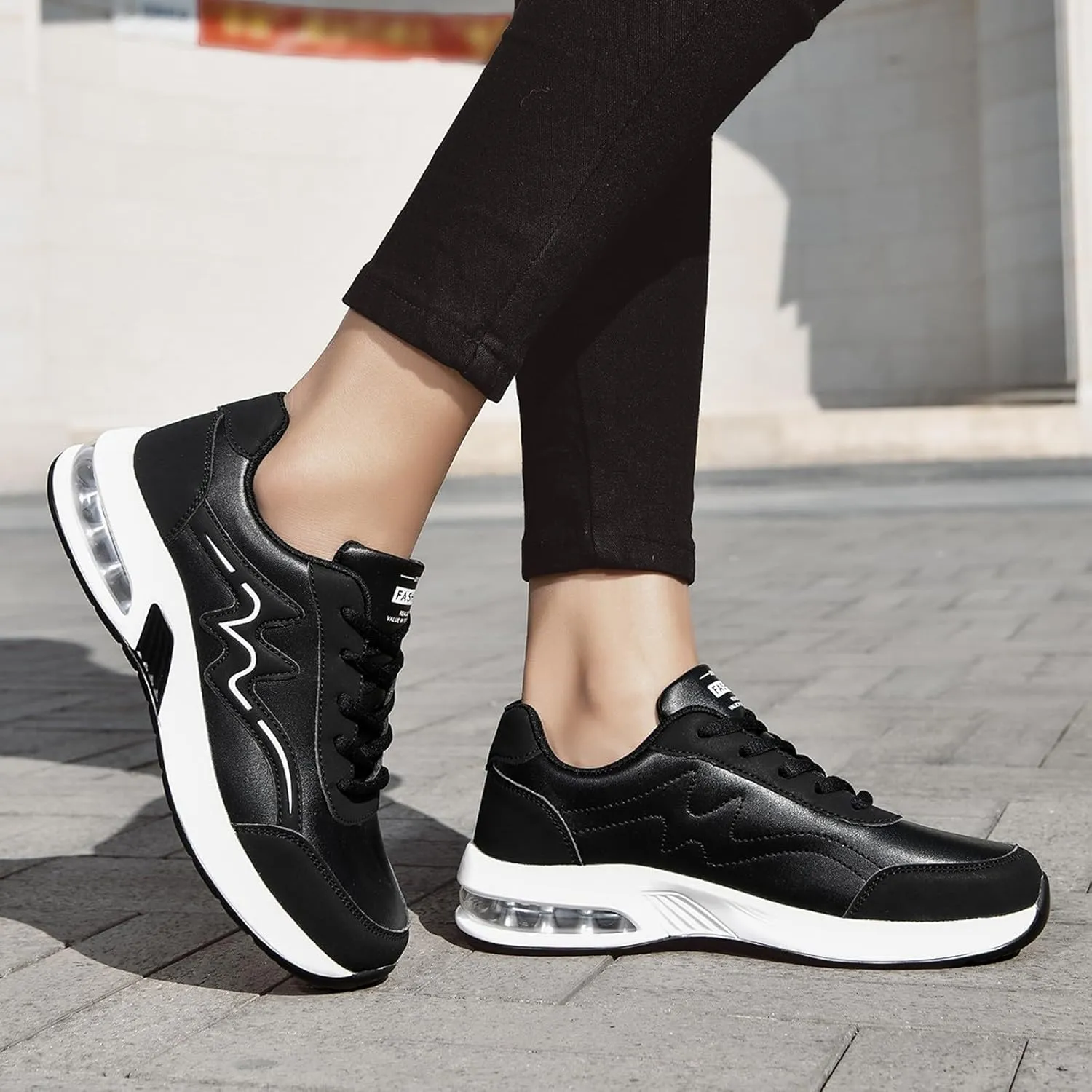 Women's Fashion Leather Lace Up Casual Sneakers Breathable Comfortable Running Shoes Shoes Women 990
