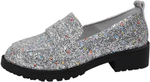 Women's Fashion Sequin Leather Leather Casual Shoes Temperament Comfortable Shoes Memory Foam Shoe Men