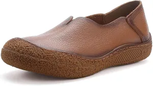 Women's Fashionable Leather Lightweight Soft Sole Loafers Comfortable Non-Slip Casual Breathable Walking Shoes