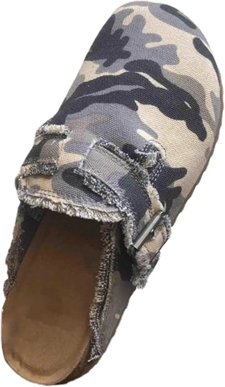 Women’s Flat Mule Shoes Comfy Clogs Suede Slip on Backless Slipper Summer Classic Round Toe Adjustable Buckle with Arch Support Anti Slip Sandals Unisex for Home Office