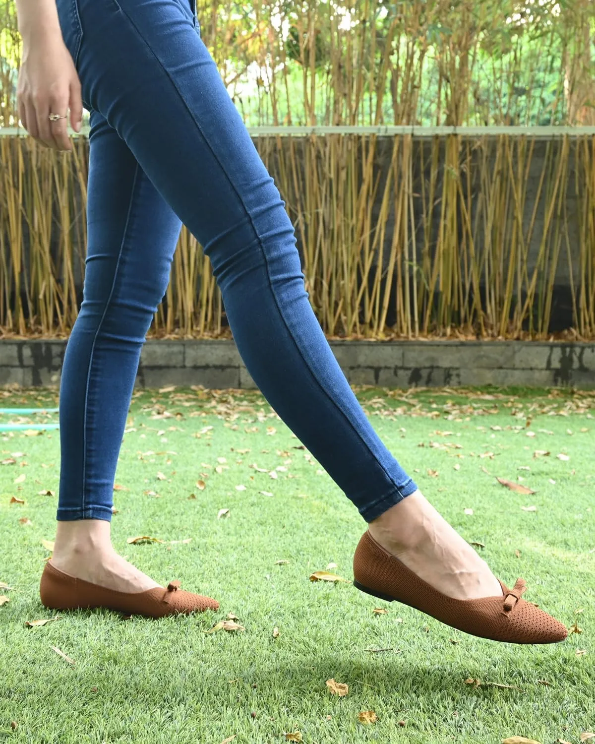 Women's Flats Bow Knit Ballet Flats Round Toe Comfortable Flats Dress Shoes Slip on Casual Dressy Flats for Office Work Foldable Soft Shoes Walking Flats