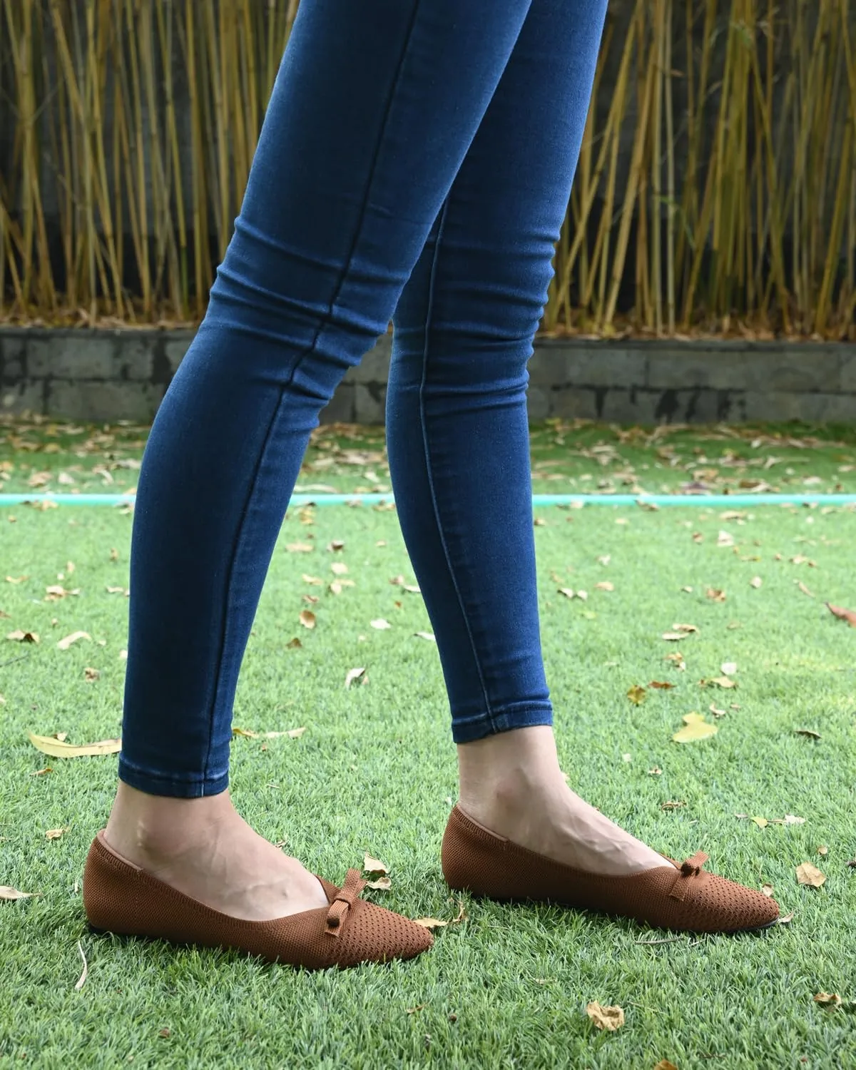 Women's Flats Bow Knit Ballet Flats Round Toe Comfortable Flats Dress Shoes Slip on Casual Dressy Flats for Office Work Foldable Soft Shoes Walking Flats
