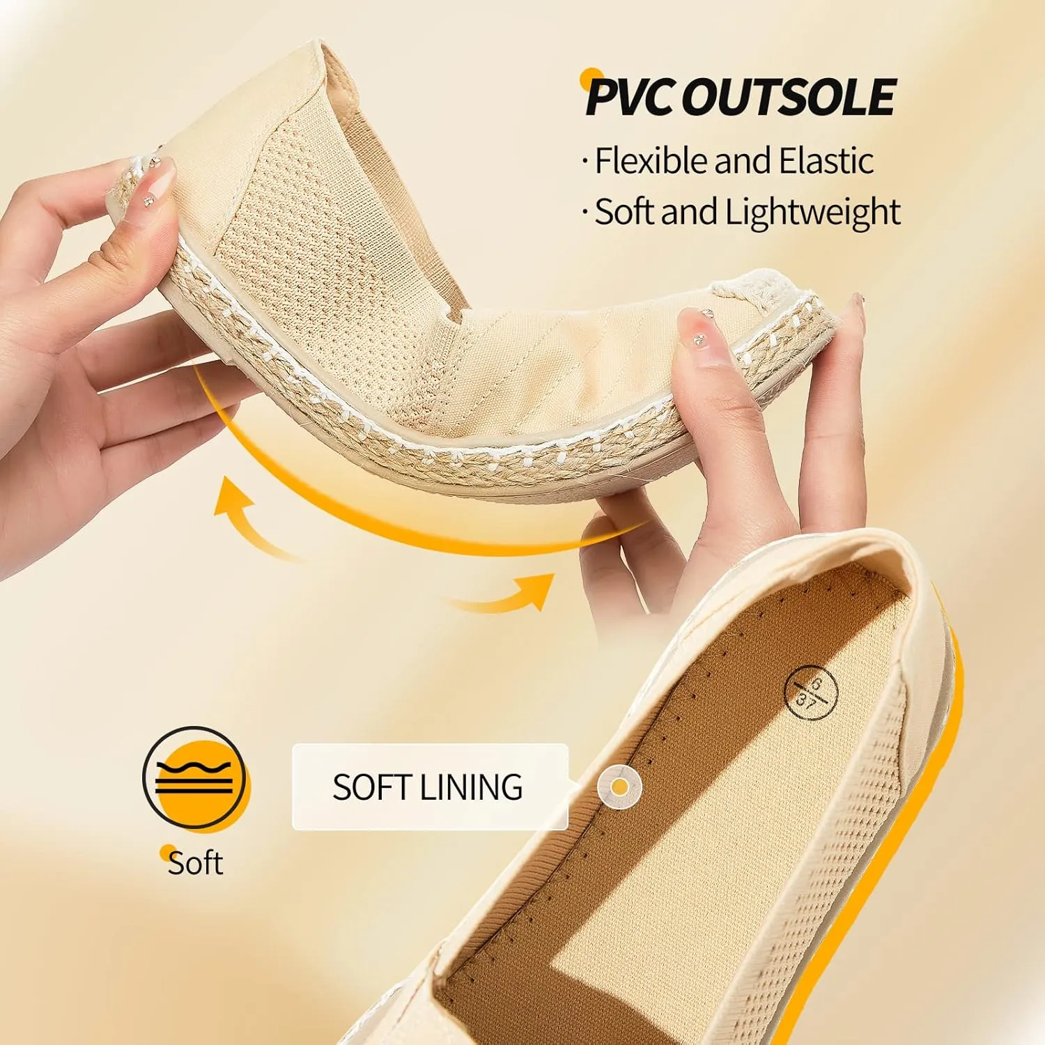 Women's Flats Shoes,Breathable Black Espadrilles Flats,Black and White Slip on Shoes(Lightweight and Soft)
