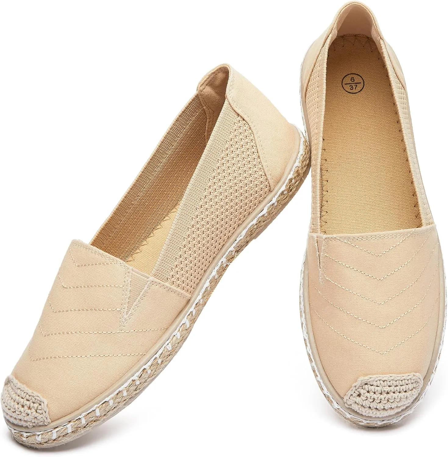 Women's Flats Shoes,Breathable Black Espadrilles Flats,Black and White Slip on Shoes(Lightweight and Soft)