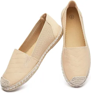 Women's Flats Shoes,Breathable Black Espadrilles Flats,Black and White Slip on Shoes(Lightweight and Soft)