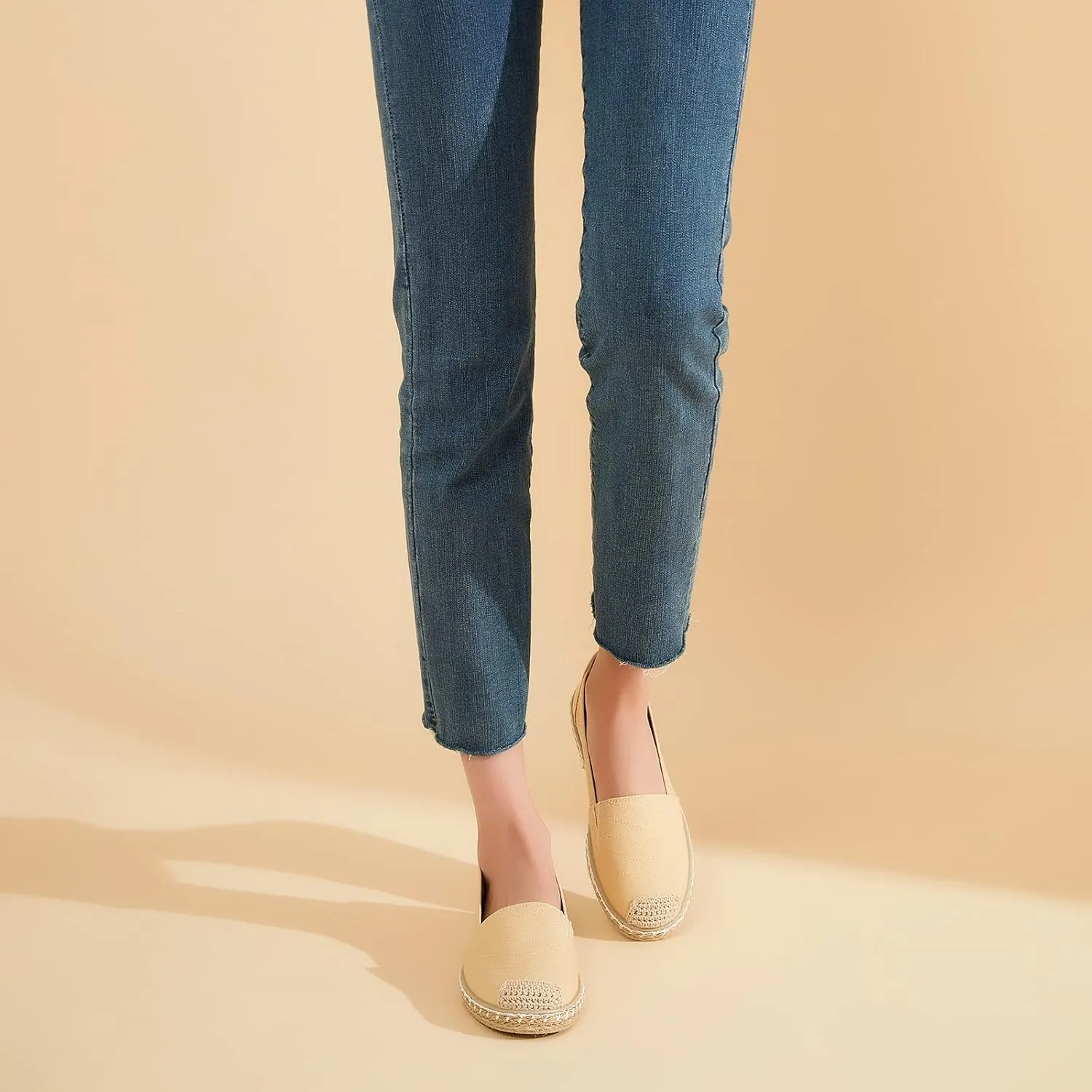 Women's Flats Shoes,Breathable Black Espadrilles Flats,Black and White Slip on Shoes(Lightweight and Soft)