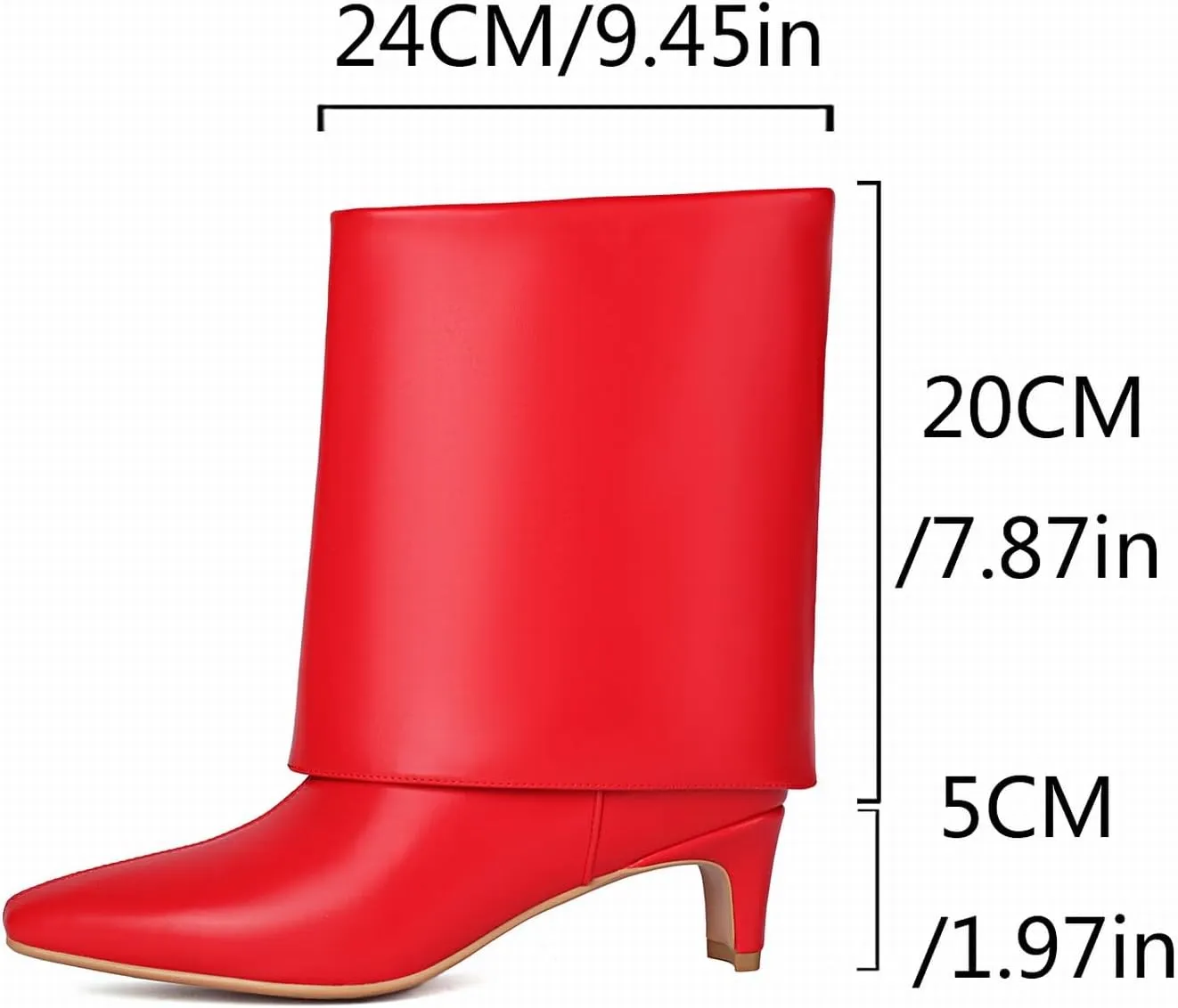 Women's Fold Over Boots Mid Wide Calf Boots Pull On Low Heel Shark Boots