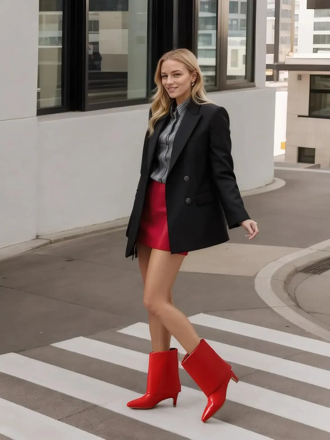 Women's Fold Over Boots Mid Wide Calf Boots Pull On Low Heel Shark Boots
