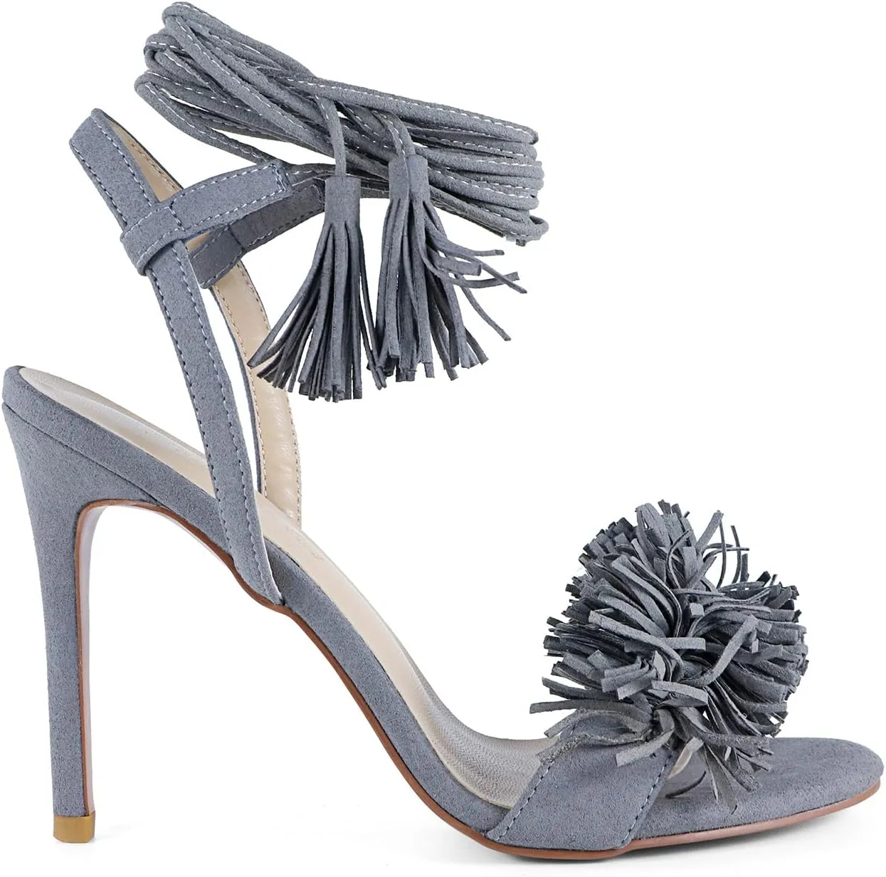 Women's Fringe High Heel Sandals Open Toe Stiletto Tassels Sandals Ladies Fashion Strappy Heeled Sandals