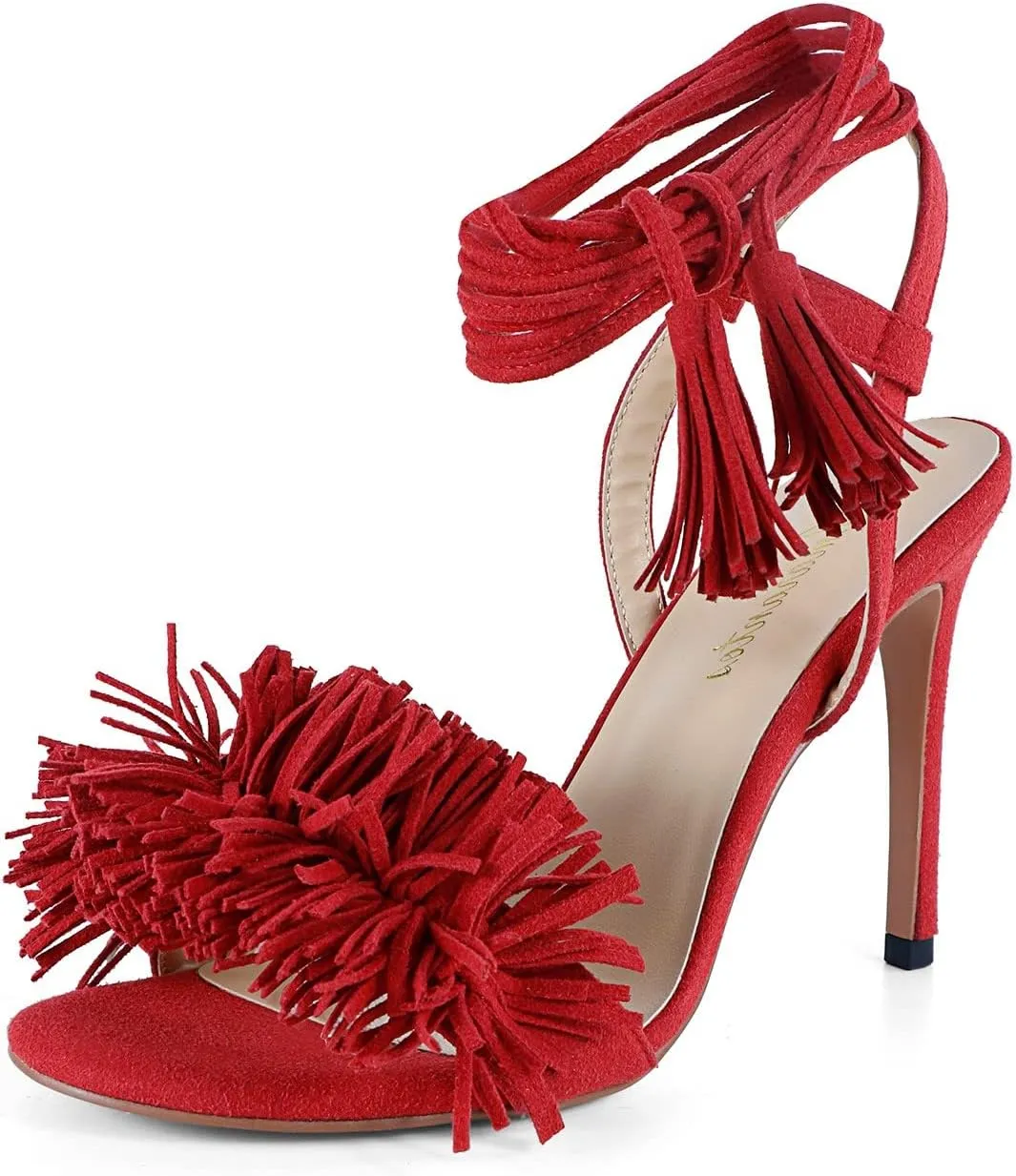 Women's Fringe High Heel Sandals Open Toe Stiletto Tassels Sandals Ladies Fashion Strappy Heeled Sandals