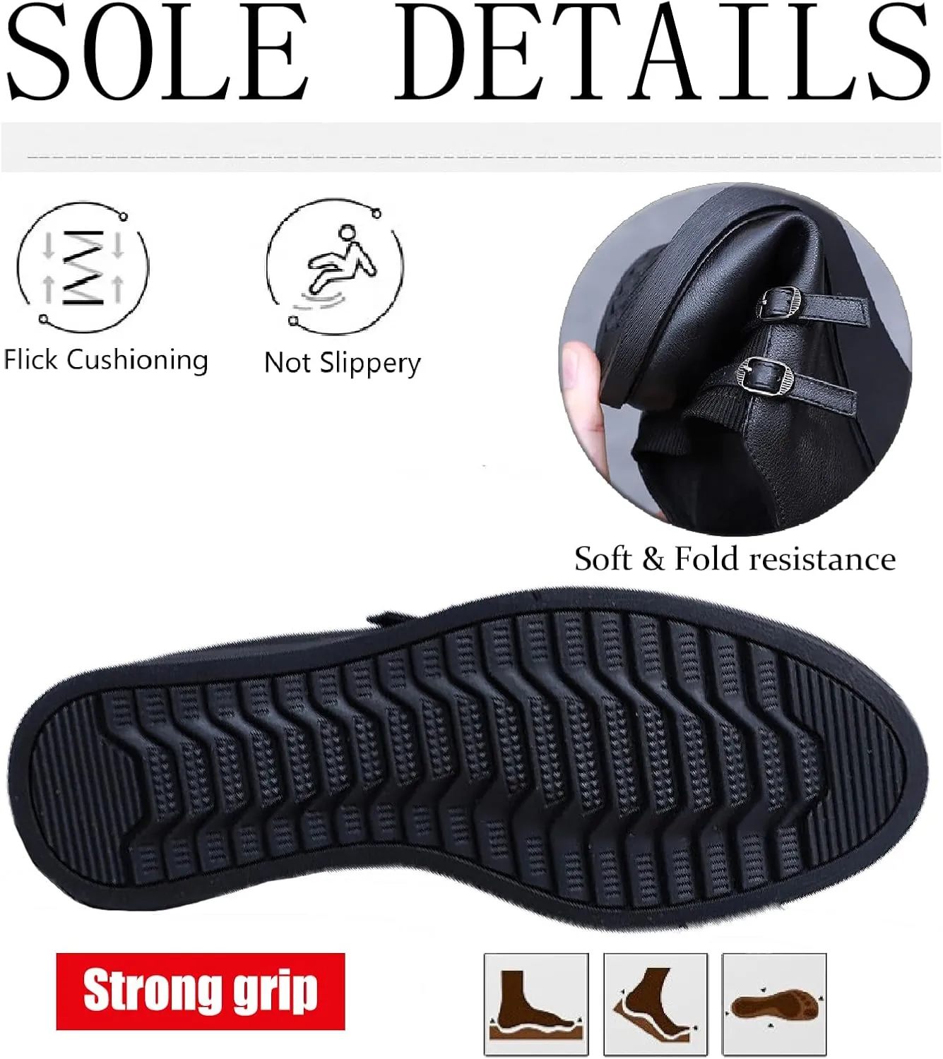 Women's Genuine Leather Wedge Loafers with Adjust Buckle Strap Casual Comfortable Round Toe Slip On Soft Platform Walking Shoes for Daily Driving Work Mom Shoes