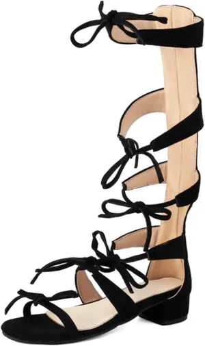 Women's Gladiator Knee High Flat Sandals Lace Up Strappy with Bow Open Toe Summer Comfort Tassel Roman Boots