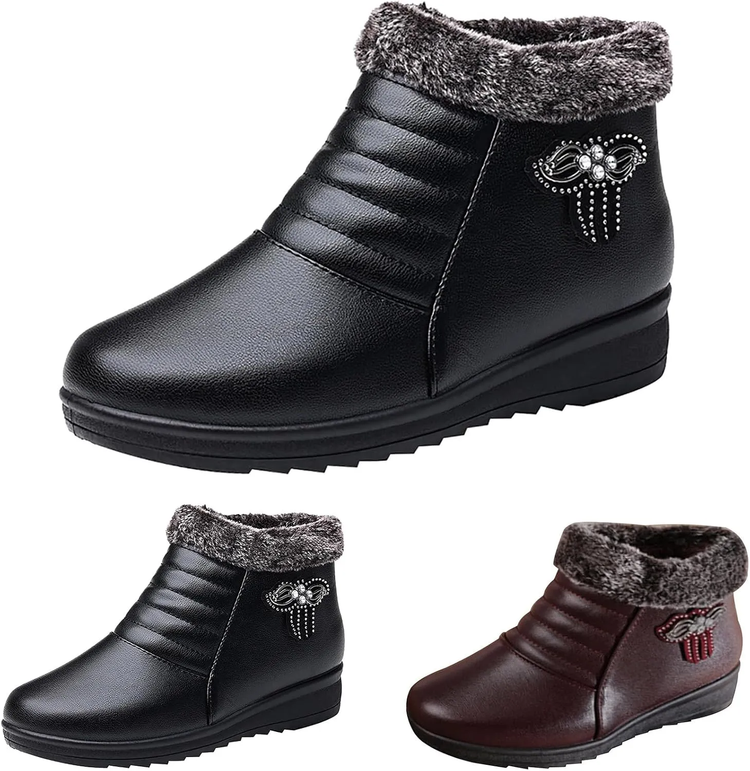 Womens Heeled Boots Outdoor Ski Boots Thickening Boots Size 8 Women