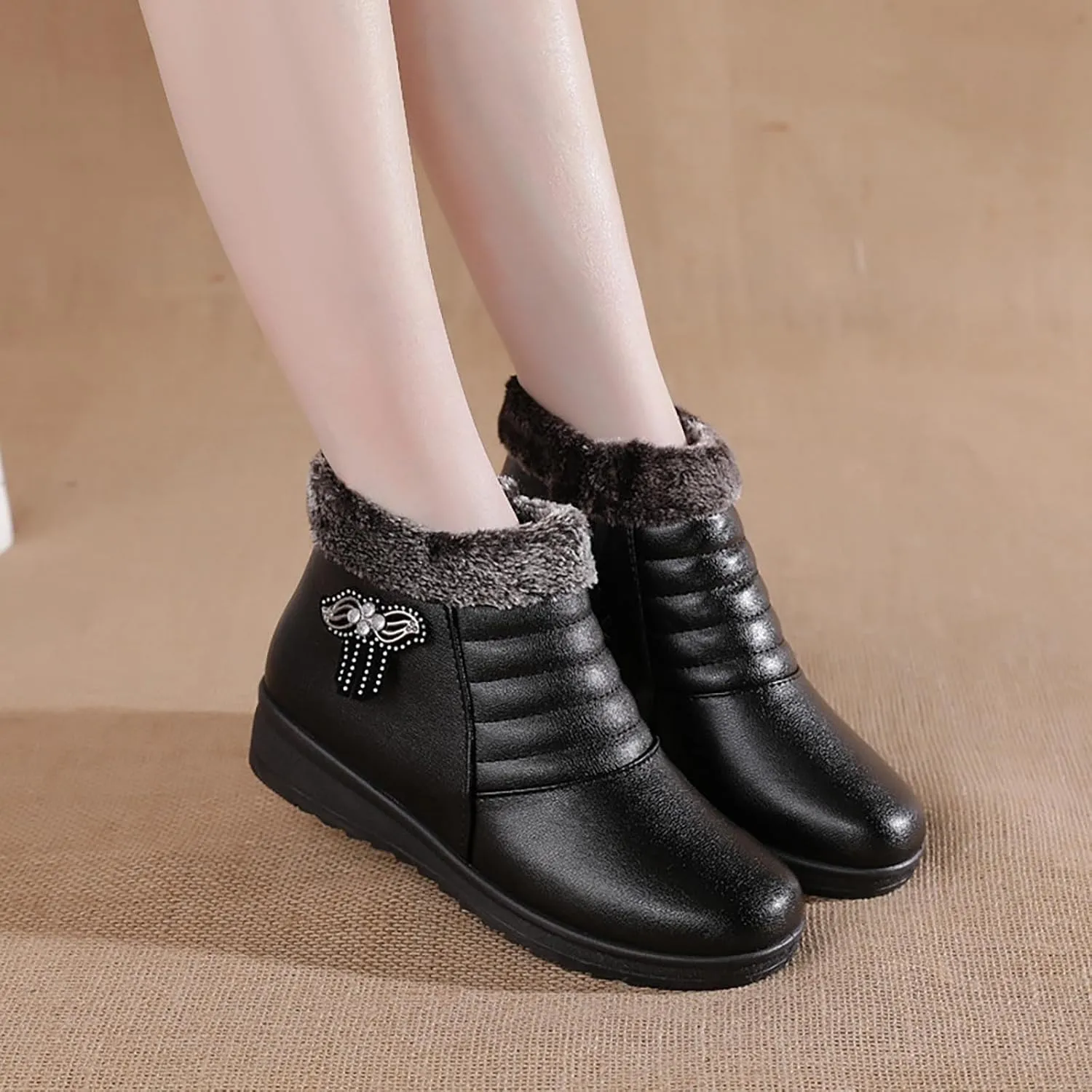 Womens Heeled Boots Outdoor Ski Boots Thickening Boots Size 8 Women