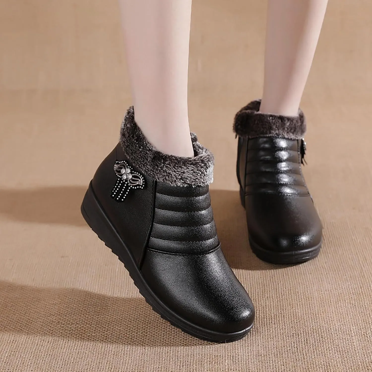 Womens Heeled Boots Outdoor Ski Boots Thickening Boots Size 8 Women