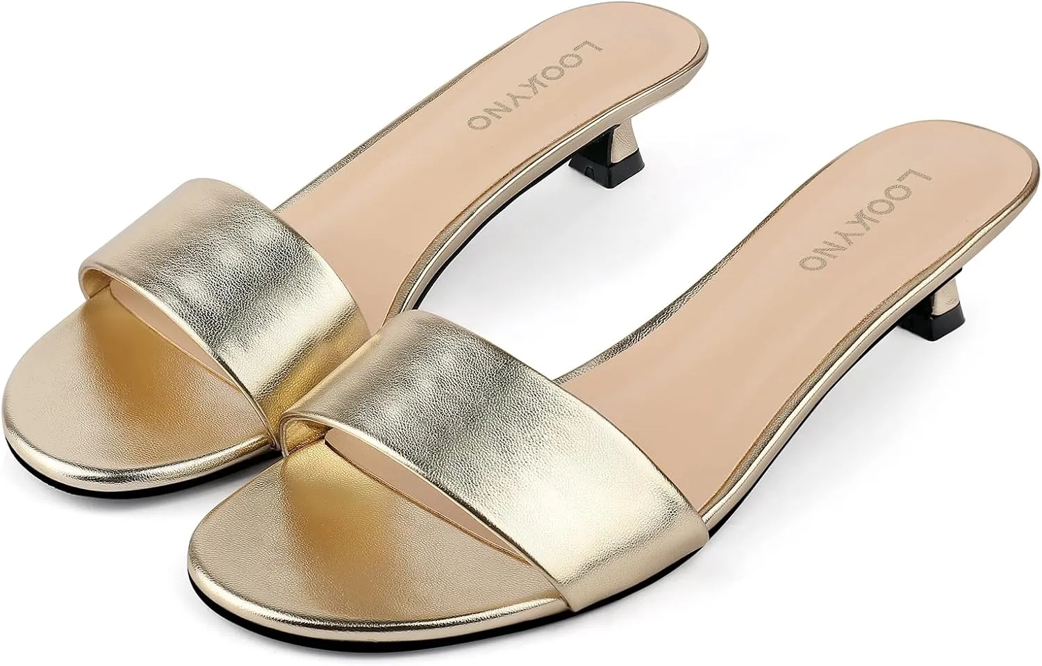 Womens Heeled Sandals Open Round Toe Kitten Low Heels for Women Slip on Slide Sandals Mule Heels Fashion Comfort Dress Party Shoes