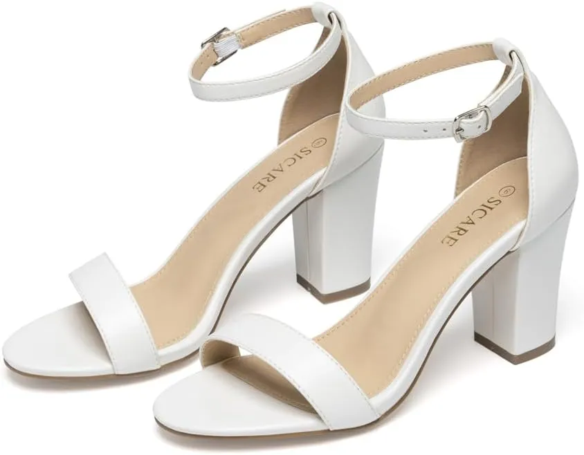Women's Heeled Sandals Open Toe High Block Chunky Heels Ankle Strap Pump High Heel Sandals for Women Dressy Wedding Party