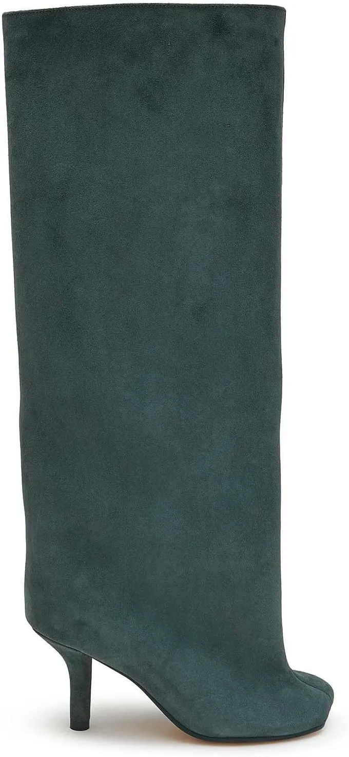 Women's Knee High Boots Nude Suede Wide Calf Stiletto Long Boots Pull On High Heel Riding Boots Fahion Dress Fall Tall Boots