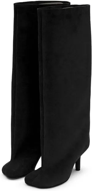 Women's Knee High Boots Nude Suede Wide Calf Stiletto Long Boots Pull On High Heel Riding Boots Fahion Dress Fall Tall Boots
