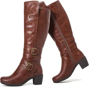 Women's Knee High Boots with Chunky Heel, Pointed Toe, Comfortable and Fashionable for Fall and Winter Wear for Women.