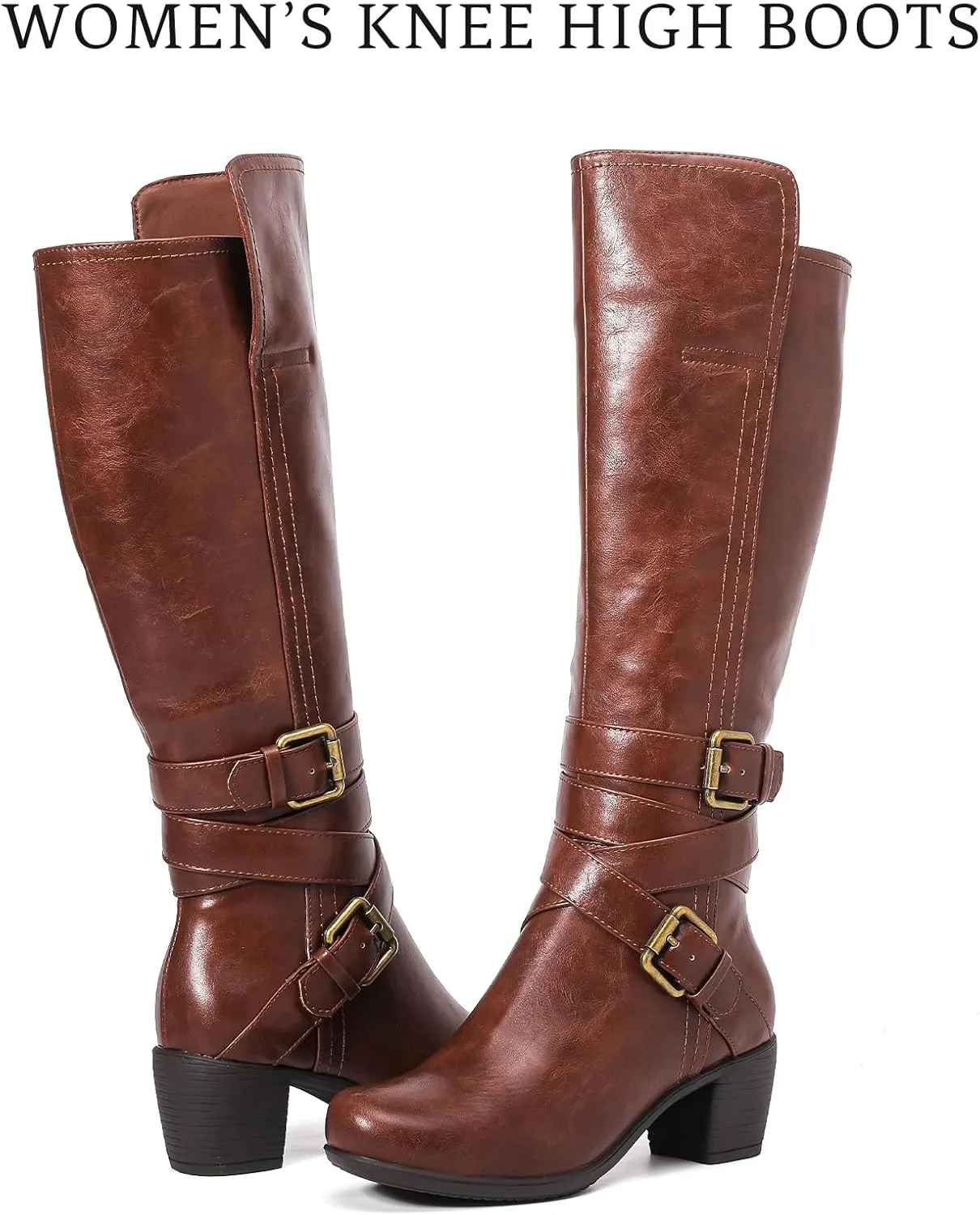 Women's Knee High Boots with Chunky Heel, Pointed Toe, Comfortable and Fashionable for Fall and Winter Wear for Women.