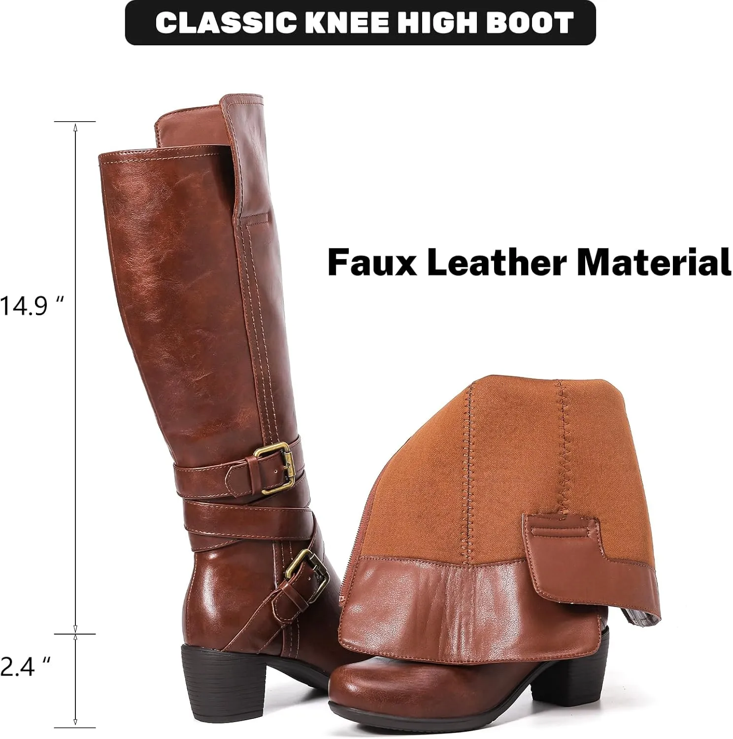 Women's Knee High Boots with Chunky Heel, Pointed Toe, Comfortable and Fashionable for Fall and Winter Wear for Women.