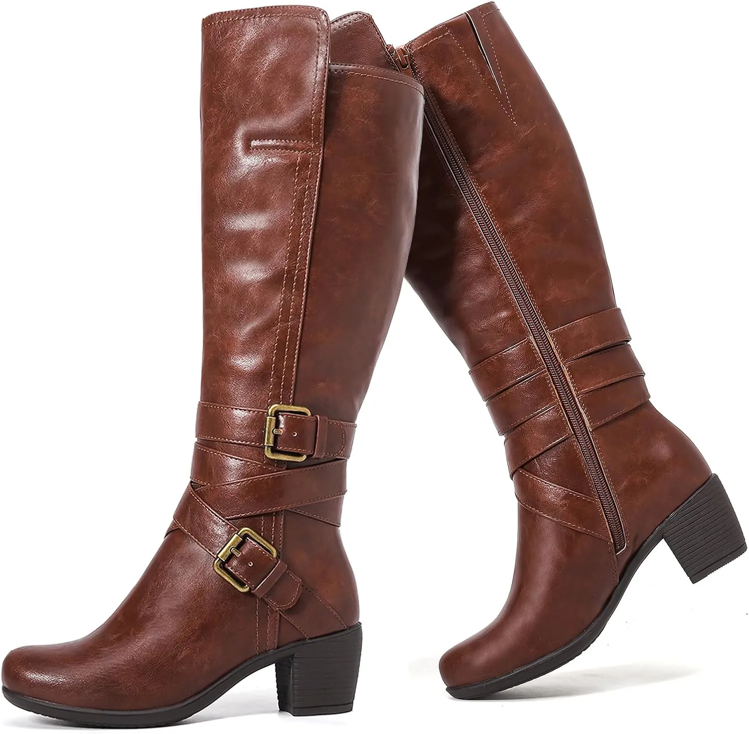 Women's Knee High Boots with Chunky Heel, Pointed Toe, Comfortable and Fashionable for Fall and Winter Wear for Women.