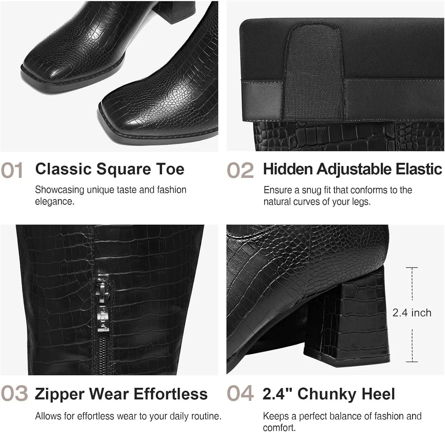 Women's Knee High Wide Calf Tall Fashion Long Boots - Stiletto Pointed Toe for Women