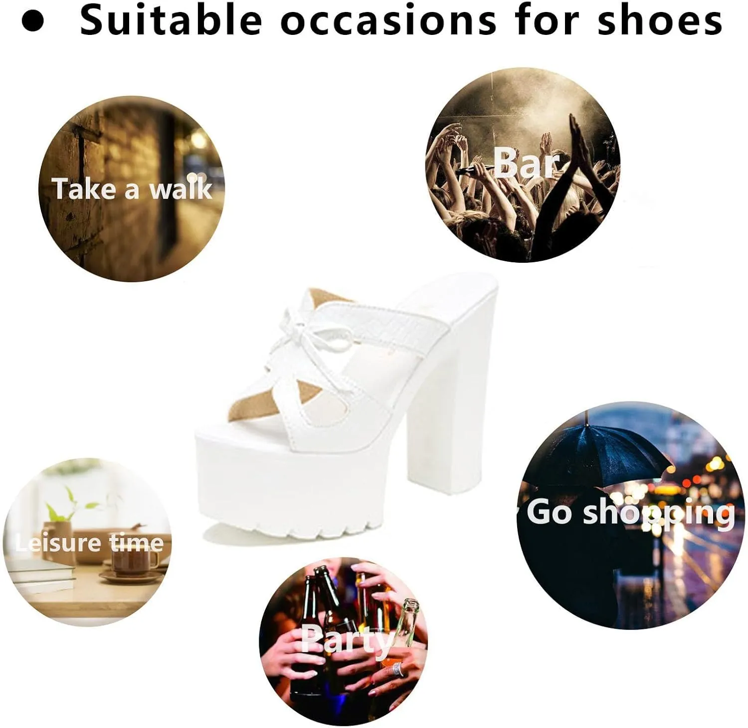 Women's Leather Bow Sexy Chunky High Heels Goth Sandals Summer Fashion Comfortable Round Open Toe Platform High Heel Slip On Y2K Punk Slides Sandals for Prom Wedding Party
