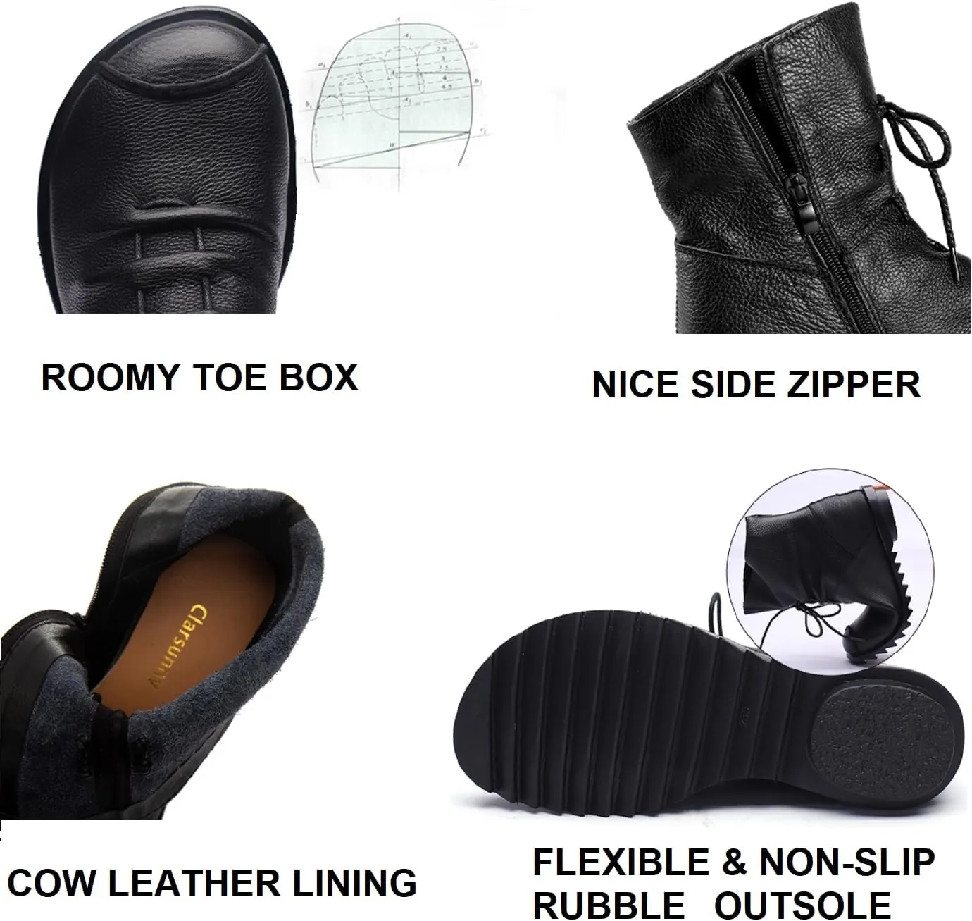 Women's Leather Casual Soft Flat Boots
