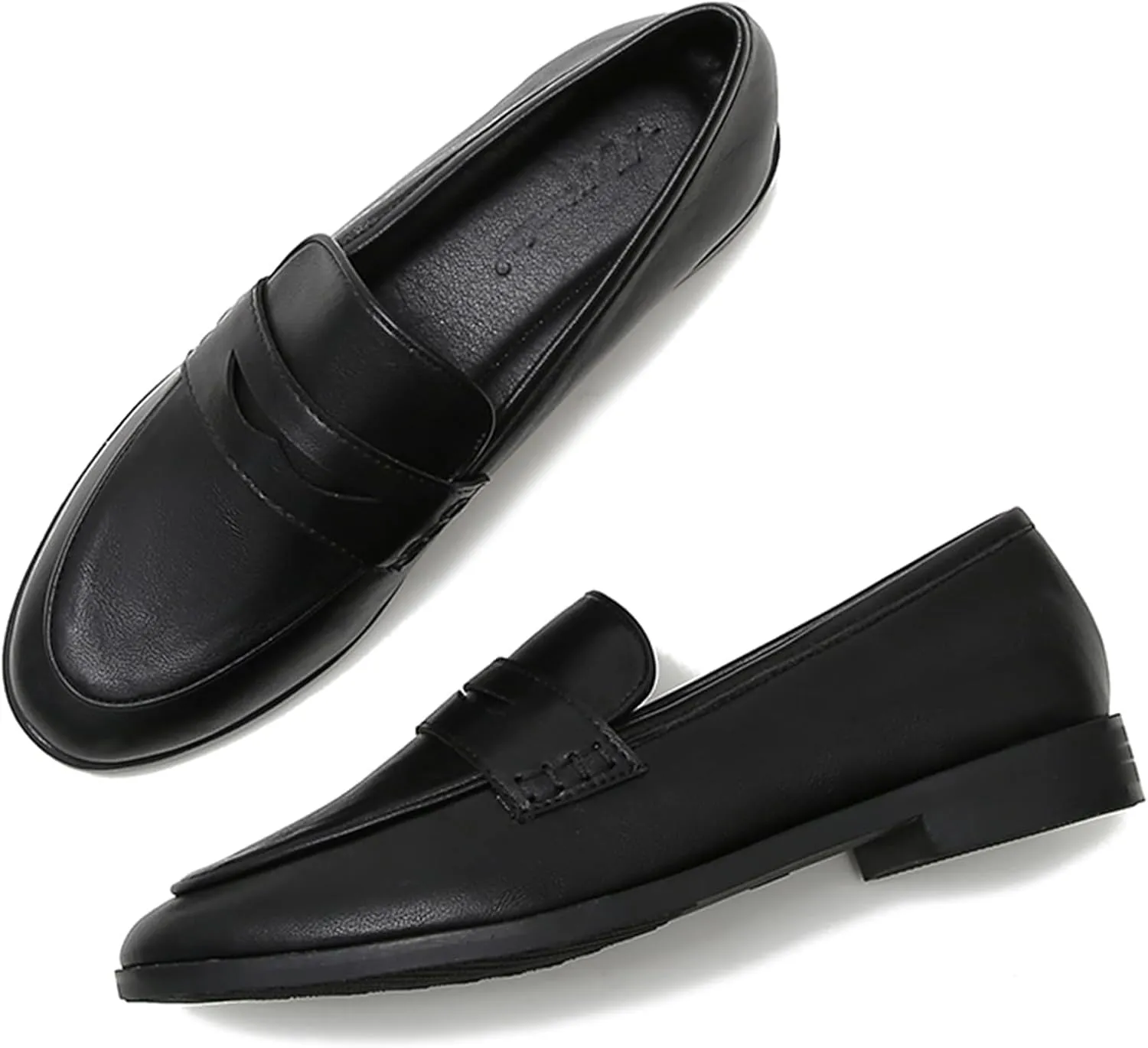 Women's Leather Flat Penny Loafers Slip On Casual Comfort Moccasin Walking Shoes Driving Office Work Dressy Shoes