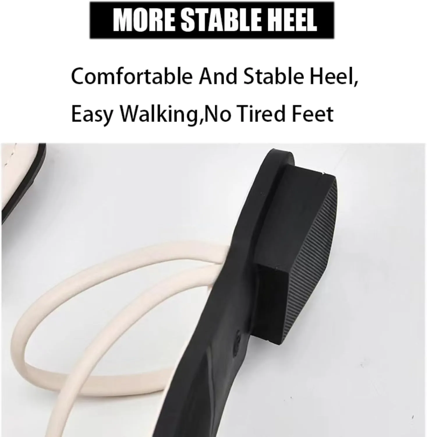 Women's Leather Strappy Flat Metal Toe Ring Sandals Fashionable Square Open Toe Low Block Heel Slip-On Clip Toe Slide Sandals Casual Summer Beach Slipper