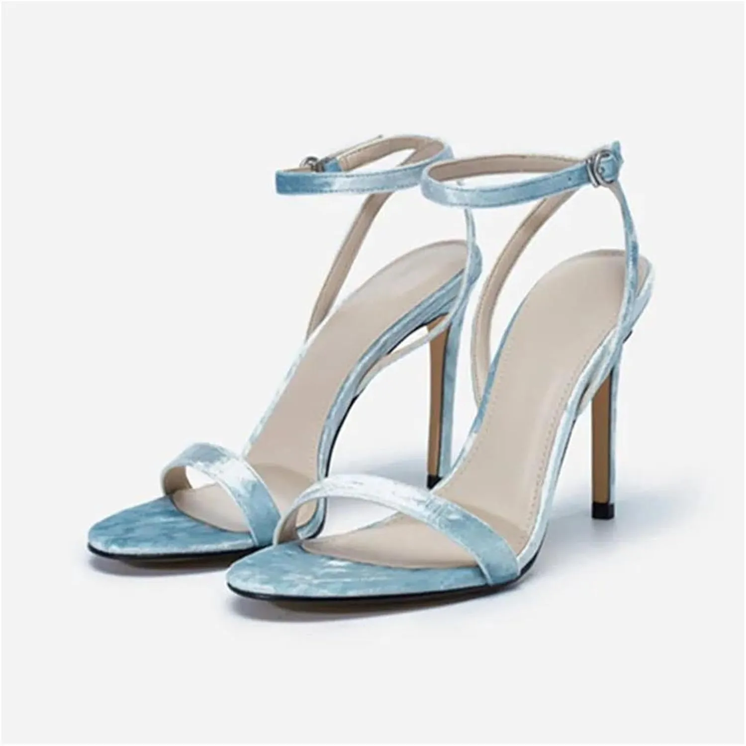 Women's Light Blue Fleece Prom Pumps, Chic Designer High Heels Summer Black Dress Working