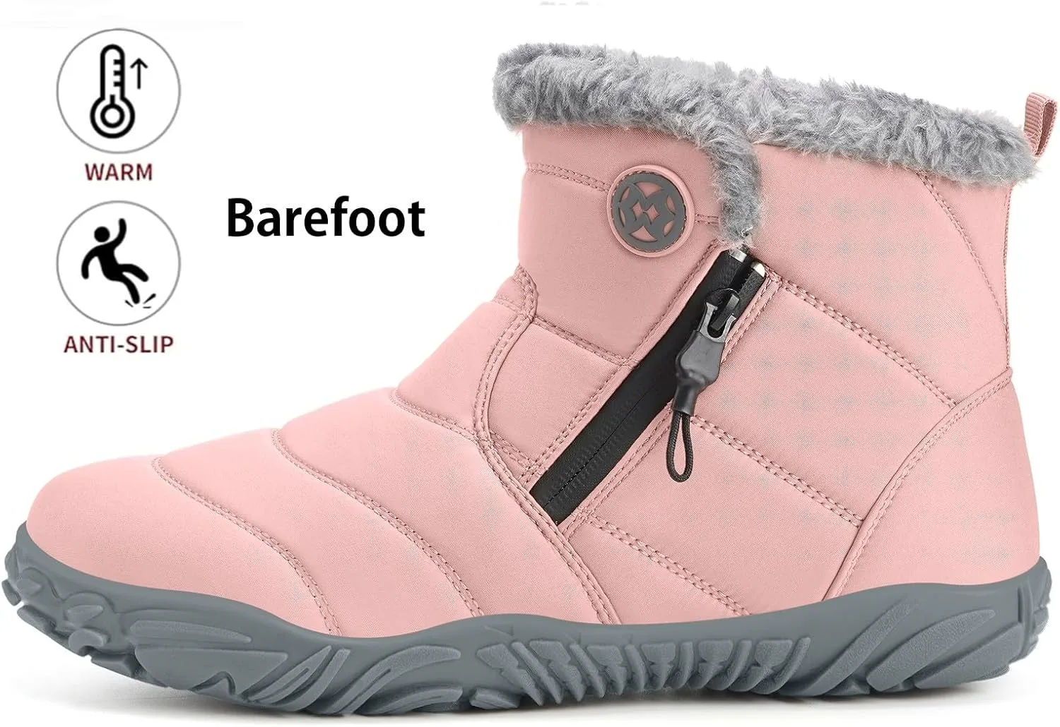 Womens Mens Barefoot Boots Shoes | Winter Snow Boots | Warm Ankle Booties | Zero Drop Sole | Wide Toe Box |