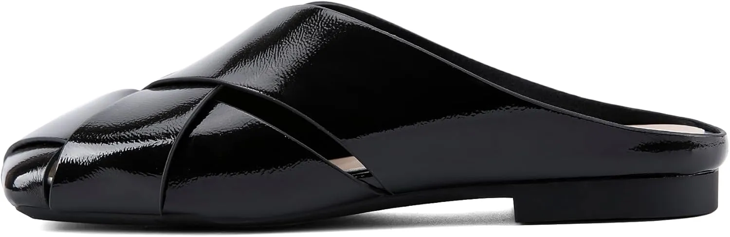 Women's Mules Square Toe Closed Toe Sandals Open Back Braided Slip-On Flats Comfortable Lightweight Casual Slippers