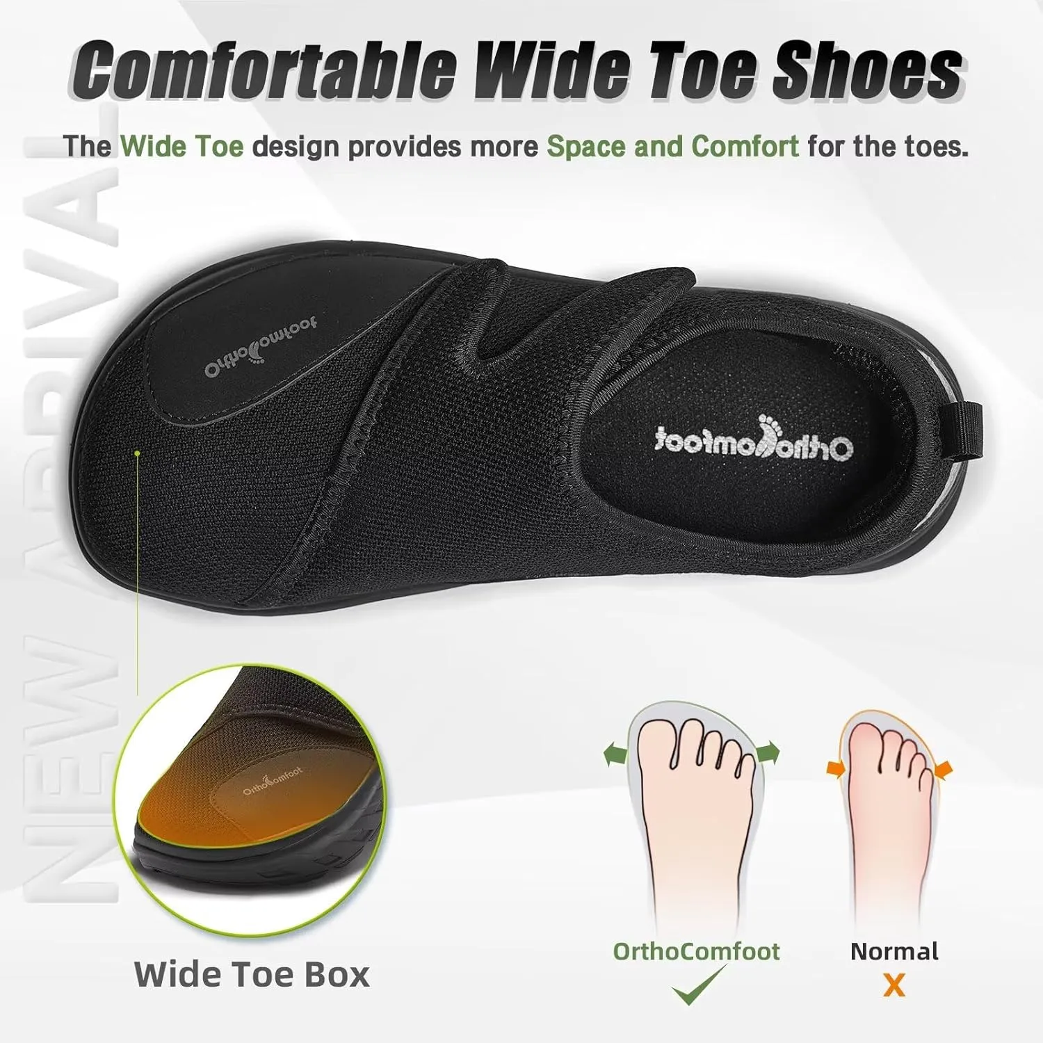 Women's Orthopedic Diabetic Wide Walking Shoes: Comfortable Arch Support Plantar Fasciitis Casual Slip On Loafers, Orthotic Adjustable Easy Top House Shoes for Swollen Feet and Heel Pain Relief
