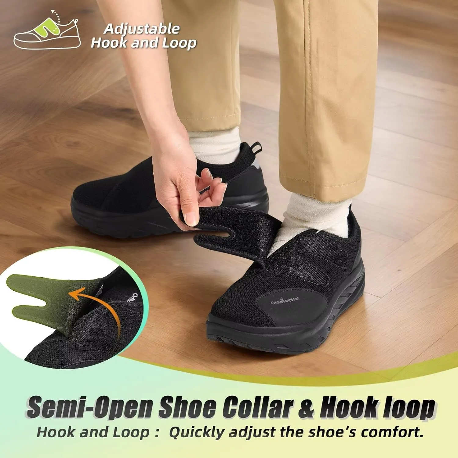 Women's Orthopedic Diabetic Wide Walking Shoes: Comfortable Arch Support Plantar Fasciitis Casual Slip On Loafers, Orthotic Adjustable Easy Top House Shoes for Swollen Feet and Heel Pain Relief