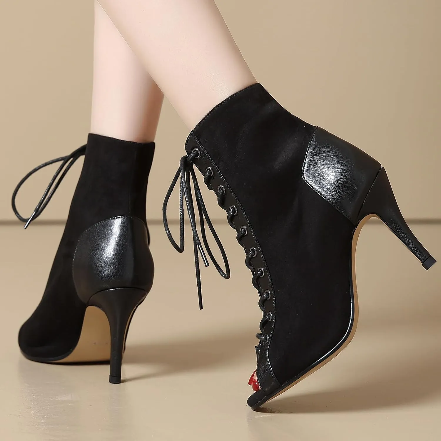 Women's Peep Toe Dance Stilettos High Heels-Mother's Day Gift,Sandals Fashion Sexy Lace Up Ladies Dress Pumps Ankle Booties
