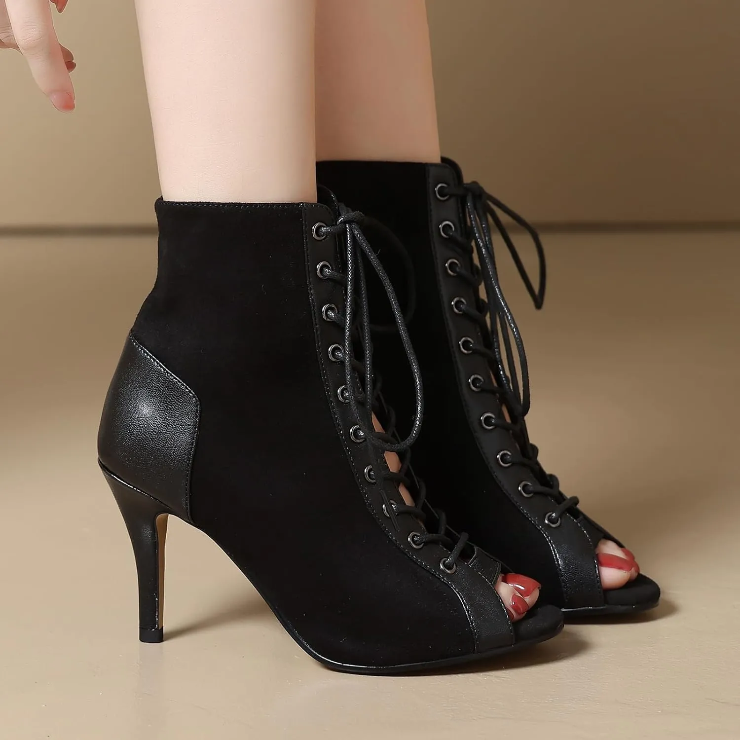 Women's Peep Toe Dance Stilettos High Heels-Mother's Day Gift,Sandals Fashion Sexy Lace Up Ladies Dress Pumps Ankle Booties
